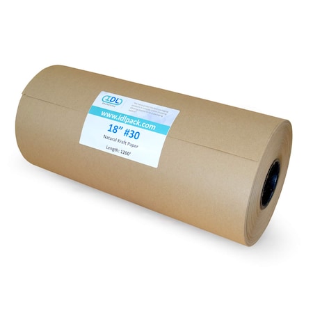 Idl Packaging Recycled Kraft Paper, 18"x1200 Ft., 30 lb. Basis Weight KRAFT18-30